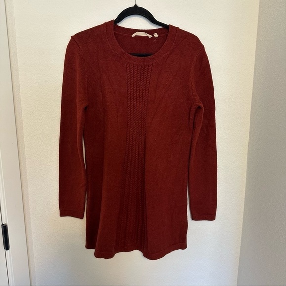 Soft Surroundings Priscilla Knit Sweater Tunic Length Size Small Women Burgundy - Picture 2 of 8